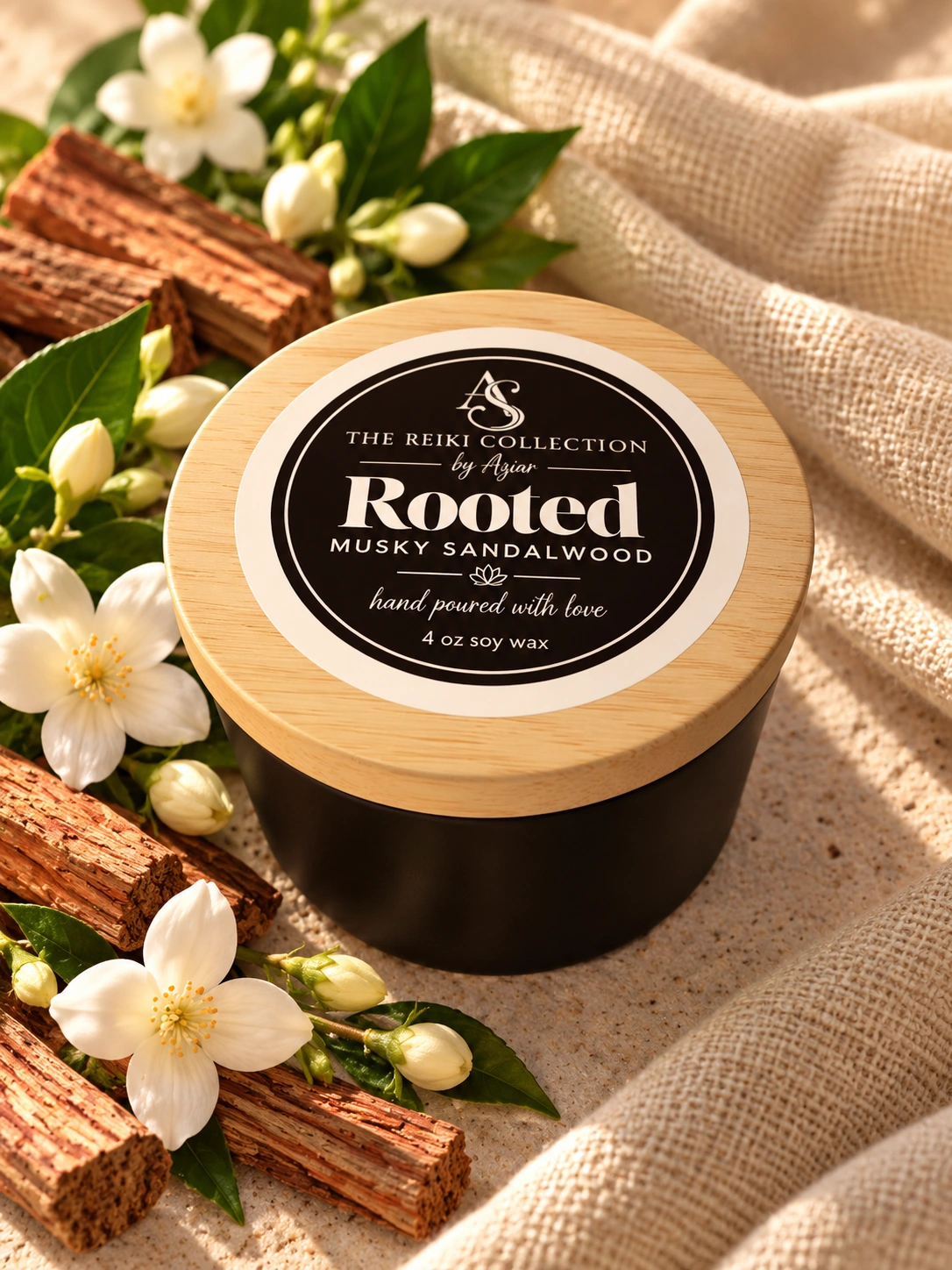 Rooted 4 oz candle in its classic jar